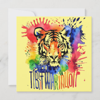 Funny Aquarell bunter Tiger Einladung