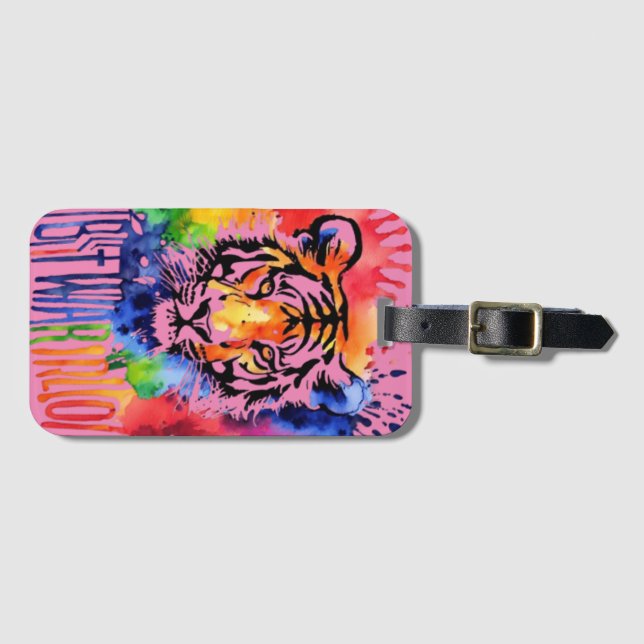 Funny Aquarell bunter Tiger Gepäckanhänger (Vorderseite (Horizontal))