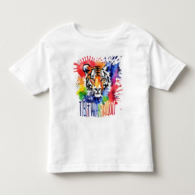 Funny Aquarell bunter Tiger Kleinkind T-shirt (Vorderseite)