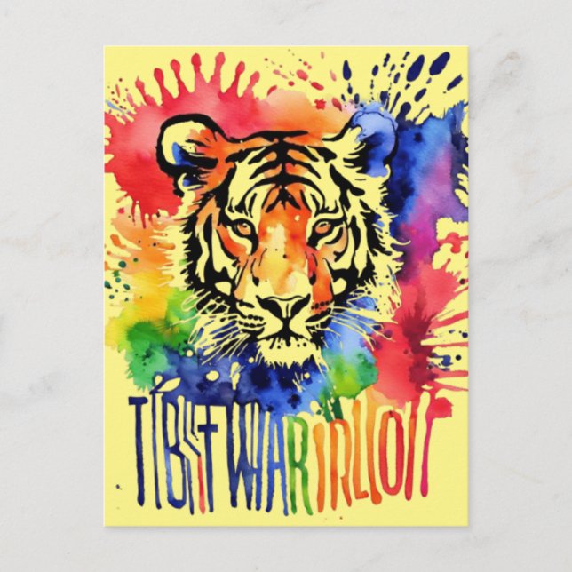 Funny Aquarell bunter Tiger Postkarte (Vorderseite)