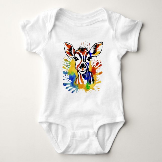 Funny Aquarell farbige Antilope Baby Strampler (Vorderseite)