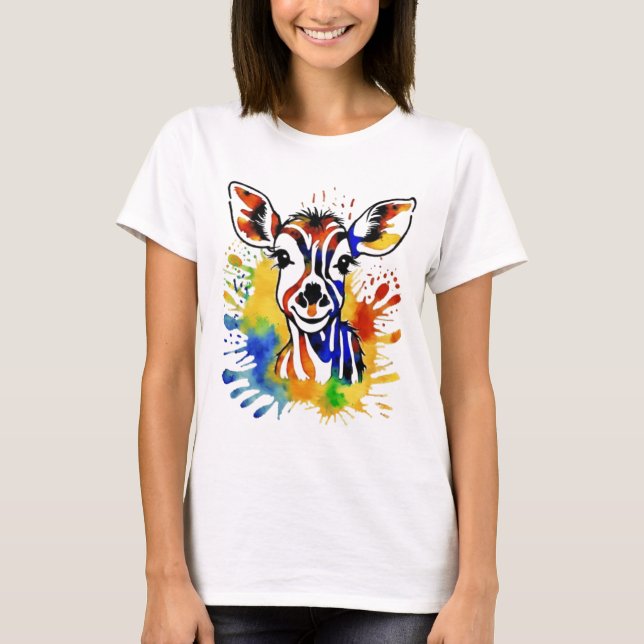 Funny Aquarell farbige Antilope T-Shirt (Vorderseite)