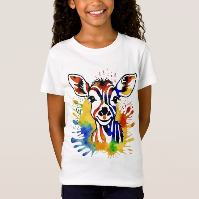 Funny Aquarell farbige Antilope T-Shirt (Vorderseite)
