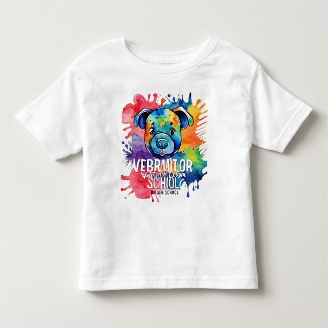 Funny Aquarell farbiger Hund Kleinkind T-shirt (Vorderseite)