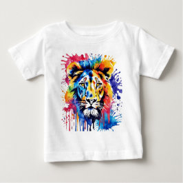 Funny Aquarell farbiger Löwe Baby T-shirt