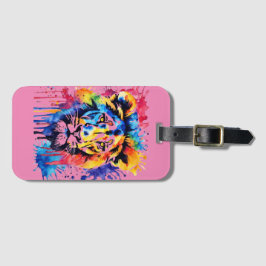 Funny Aquarell farbiger Löwe Gepäckanhänger