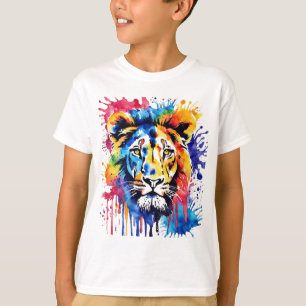 Funny Aquarell farbiger Löwe T-Shirt