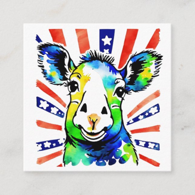 Funny Aquarell farbiges Schaf Begleitkarte (Vorderseite)