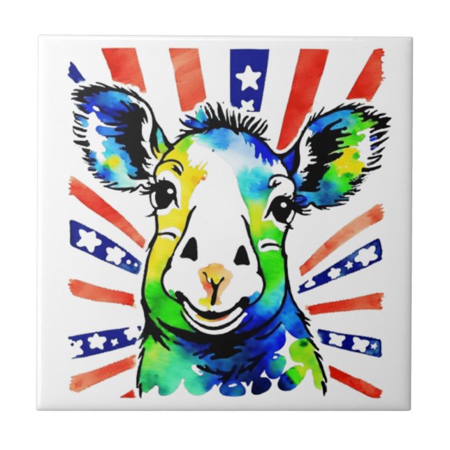 Funny Aquarell farbiges Schaf Fliese (Vorderseite)