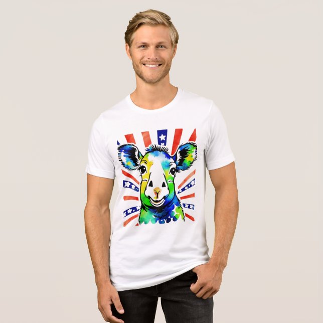 Funny Aquarell farbiges Schaf Tri-Blend Shirt (Vorderseite voll)