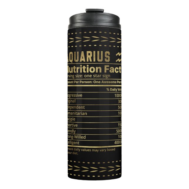 Funny Aquarius Nutrition Fakten Thermosbecher (Vorderseite)