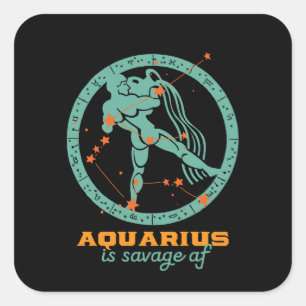 Funny Aquarius Zodiac Star Astrologie Geburtstag Quadratischer Aufkleber