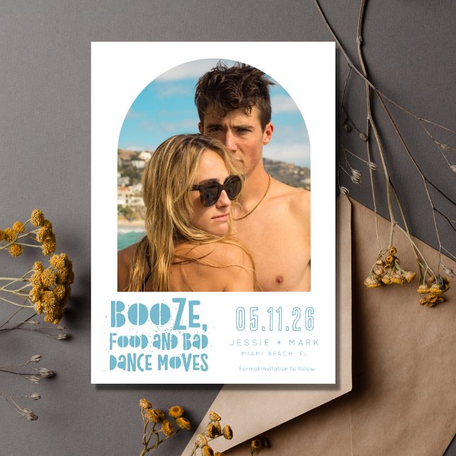 Funny Arch Foto Beach Hochzeit Save the Date (Von Creator hochgeladen)