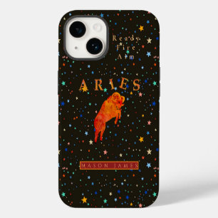 Funny Aries Zodiac Black Red Personalisiert iPhone 14 Hülle