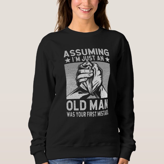 Funny Arm wrestling old man arm wrestler Premium Sweatshirt (Vorderseite)