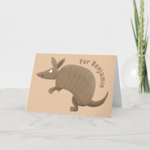 Funny armadillo glücklicher Cartoon Illustration Karte
