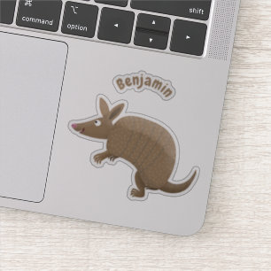 Funny armadillo Happy Cartoon Illustration Aufkleber