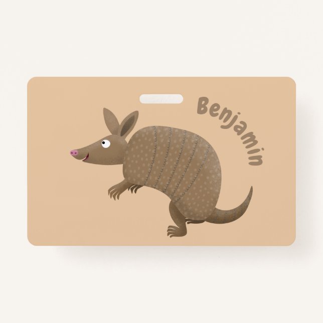 Funny armadillo Happy Cartoon Illustration Ausweis (Vorderseite)