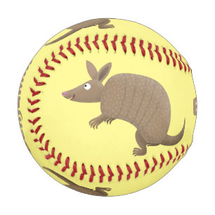 Funny armadillo Happy Cartoon Illustration Baseball