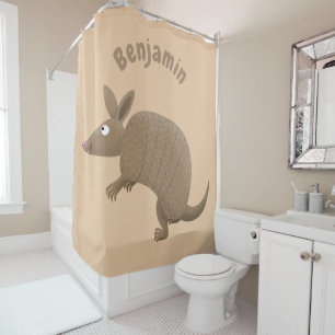 Funny armadillo Happy Cartoon Illustration Duschvorhang