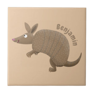 Funny armadillo Happy Cartoon Illustration Fliese