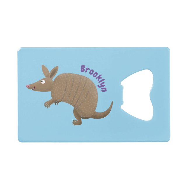Funny armadillo Happy Cartoon Illustration Geldbeutel Flaschenöffner (Vorderseite (Horizontal))