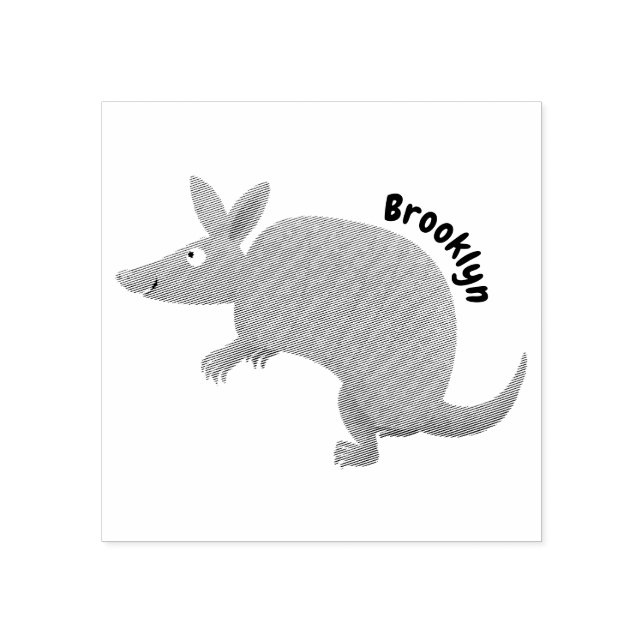 Funny armadillo Happy Cartoon Illustration Gummistempel (Prägung)