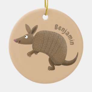 Funny armadillo Happy Cartoon Illustration Keramik Ornament