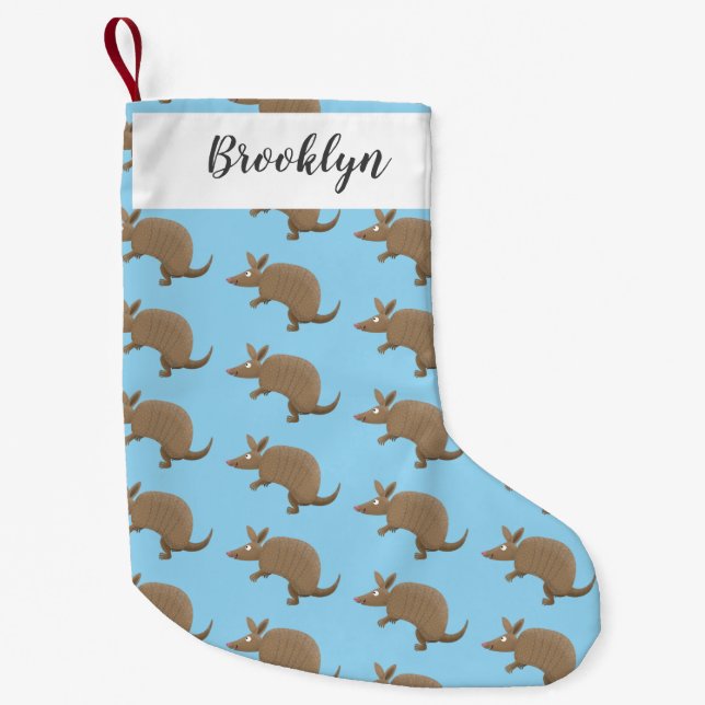 Funny armadillo Happy Cartoon Illustration Kleiner Weihnachtsstrumpf (Vorderseite)