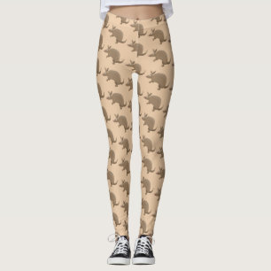 Funny armadillo Happy Cartoon Illustration Leggings
