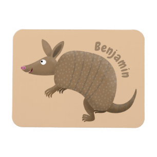 Funny armadillo Happy Cartoon Illustration Magnet