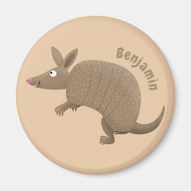 Funny armadillo Happy Cartoon Illustration Magnet (Vorne)