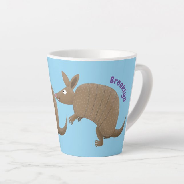 Funny armadillo Happy Cartoon Illustration Milchtasse (Rechte Ecke)
