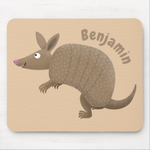 Funny armadillo happy cartoon illustration mousepad