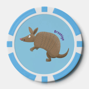 Funny armadillo Happy Cartoon Illustration Pokerchips