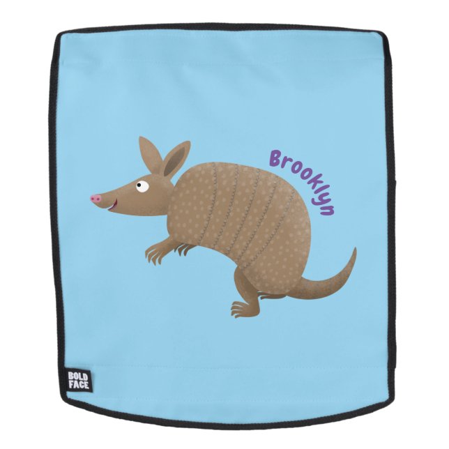 Funny armadillo Happy Cartoon Illustration Rucksack (Abnehmbare Front)