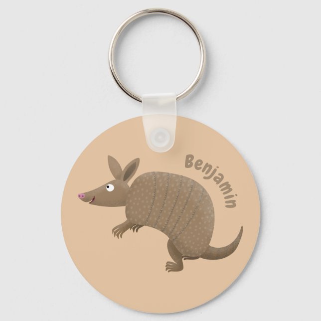 Funny armadillo Happy Cartoon Illustration Schlüsselanhänger (Vorderseite)