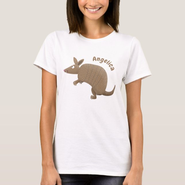 Funny armadillo Happy Cartoon Illustration T-Shirt (Vorderseite)
