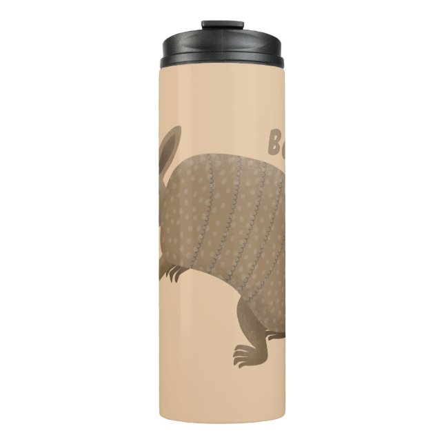 Funny armadillo Happy Cartoon Illustration Thermosbecher (Vorderseite)