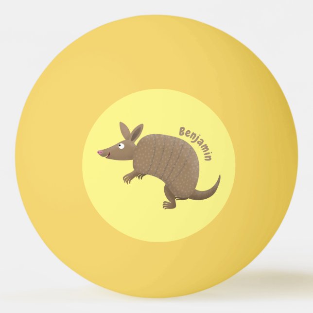 Funny armadillo Happy Cartoon Illustration Tischtennisball (Vorderseite)