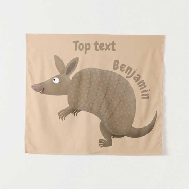 Funny armadillo Happy Cartoon Illustration Wandteppich (Vorderseite (Horizontal))