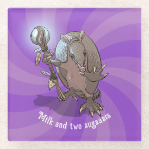 Funny Armadillo Milk & Two Sugar Hypnotic Cartoon Glasuntersetzer