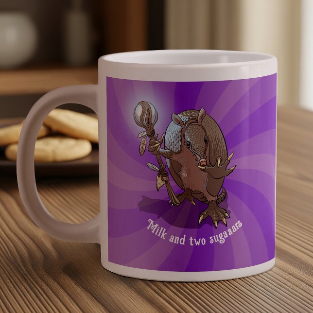 Funny Armadillo Milk & Two Sugar Hypnotic Cartoon Jumbo-Tasse (Von Creator hochgeladen)