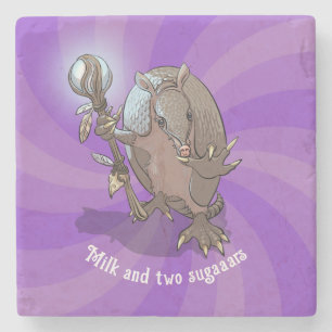 Funny Armadillo Milk & Two Sugar Hypnotic Cartoon Steinuntersetzer
