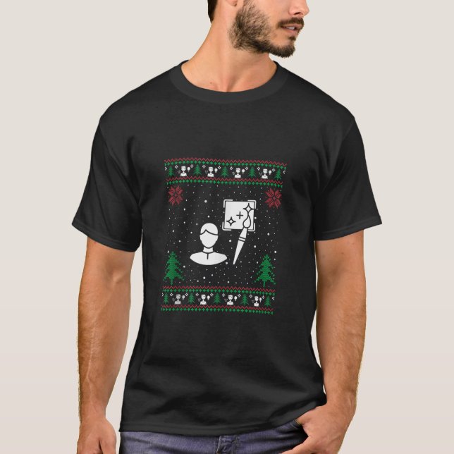 Funny Art Director Weihnachtsmannmütze Ugly Christ T-Shirt (Vorderseite)
