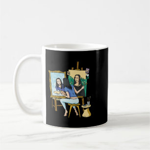 Funny artistic portrait Art Student zeichnend auto Kaffeetasse