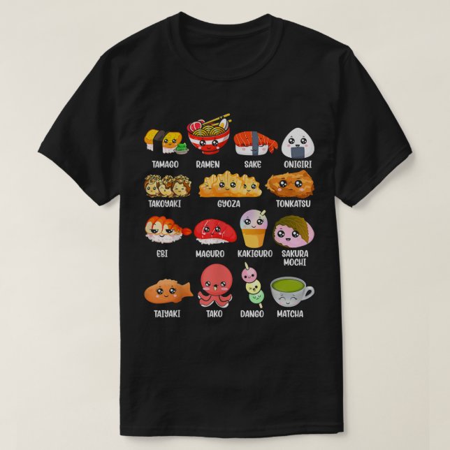 Funny Asian Food Fan Kawaii Ramen Sushi J T-Shirt (Design vorne)