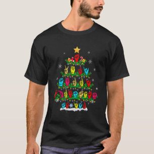 Funny Asl Tree Sign Language Xmas Deaf Pride Gesch T-Shirt