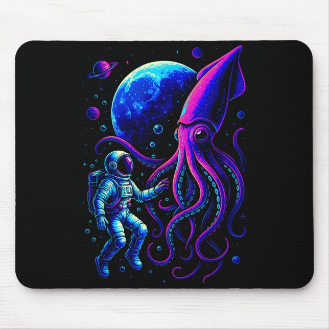 Funny Astronaut And Squid In Underwater Space With Mousepad (Vorne)