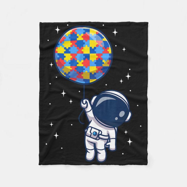 Funny Astronaut Bylloon Autismus Awareness Space L Fleecedecke (Vorderseite)